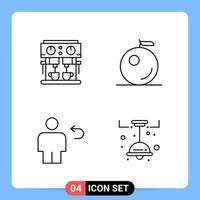 4 Line Black Icon Pack Outline Symbols for Mobile Apps isolated on white background 4 Icons Set vector