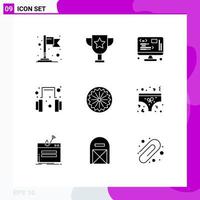 9 Solid Glyph concept for Websites Mobile and Apps clothing sign management flag support Editable Vector Design Elements