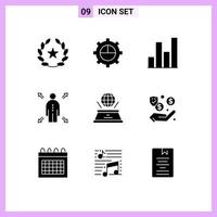 Set of 9 Modern UI Icons Symbols Signs for presentation hologram analytics world man Editable Vector Design Elements