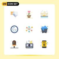 9 User Interface Flat Color Pack of modern Signs and Symbols of wlan sync ocean reload browser Editable Vector Design Elements