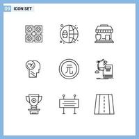 9 Creative Icons Modern Signs and Symbols of coin speed protection human brain Editable Vector Design Elements