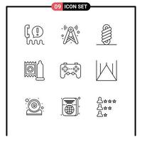 Group of 9 Outlines Signs and Symbols for controller medical network doctor coil Editable Vector Design Elements