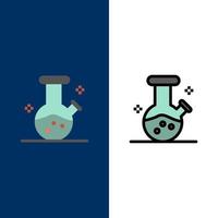 Demo flask Lab Potion  Icons Flat and Line Filled Icon Set Vector Blue Background