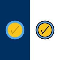 Tick Interface User  Icons Flat and Line Filled Icon Set Vector Blue Background