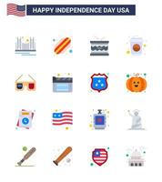Happy Independence Day 16 Flats Icon Pack for Web and Print soda cola states bottle parade Editable USA Day Vector Design Elements