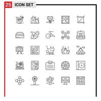 Universal Icon Symbols Group of 25 Modern Lines of crop photo wedding frame heart Editable Vector Design Elements