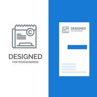 Copy Copyright Restriction Right File Grey Logo Design and Business Card Template vector