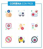 9 paquete de iconos de epidemia de coronavirus de color plano chupar como protección contra virus enfermedad infectada restaurante coronavirus viral 2019nov elementos de diseño de vector de enfermedad