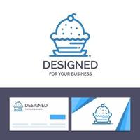Creative Business Card and Logo template Cake Dessert Muffin Sweet Thanksgiving Vector Illustration