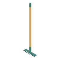 Garden rake icon, isometric style vector