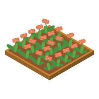 Flower ground part icon, isometric style vector