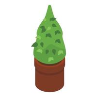 Bush in pot icon, isometric style vector