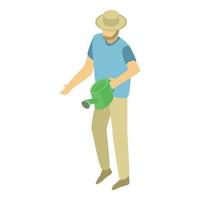 Man use watering can icon, isometric style vector