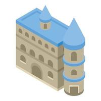 Aquarium castle icon, isometric style vector