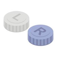 Left right lens cap icon, isometric style vector