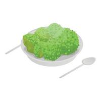 Broccoli on plate icon, isometric style vector