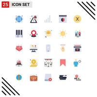 Mobile Interface Flat Color Set of 25 Pictograms of symbolism pisces connection webpage secure Editable Vector Design Elements