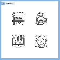 Pictogram Set of 4 Simple Filledline Flat Colors of accommodation e coins income webinar Editable Vector Design Elements