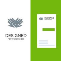 Charity Hands Help Helping Relations Grey Logo Design and Business Card Template vector