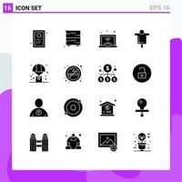Pictogram Set of 16 Simple Solid Glyphs of delivery scarecrow internet farming agriculture Editable Vector Design Elements