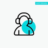 Avatar Support Man Headphone turquoise highlight circle point Vector icon