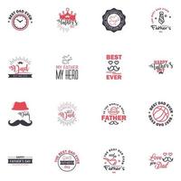 Set of Happy Fathers day elements 16 Black and Pink Vector illustration Editable Vector Design Elements