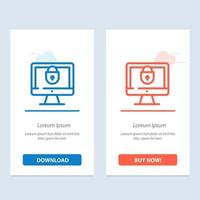 Computer Internet Lock Security  Blue and Red Download and Buy Now web Widget Card Template vector