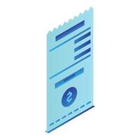 Payment paper check icon, isometric style vector