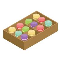 Open macaroon box icon, isometric style vector