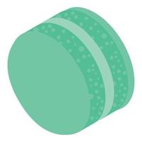 Green cream macaroon icon, isometric style vector