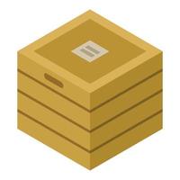 icono de caja de madera, estilo isométrico vector