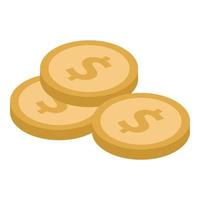 Stack of coins icon, isometric style vector