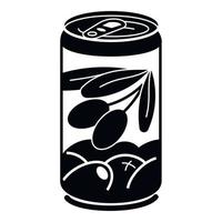 Olive tin can icon, simple style vector