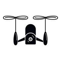 icono de helicóptero doble drone, estilo simple vector