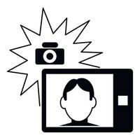 niño, selfie, flash, icono, simple, estilo vector