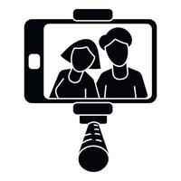 Couple make selfie icon, simple style vector