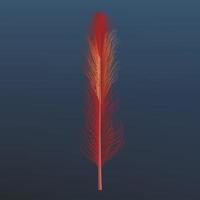 Red abstract feather icon, realistic style vector