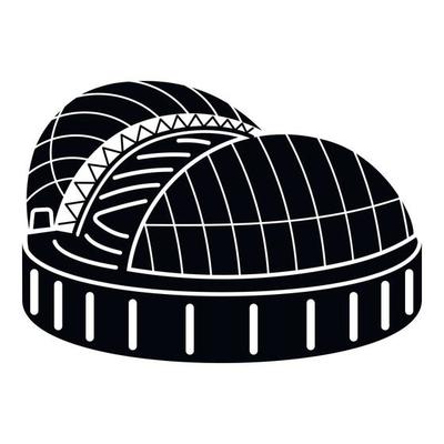 Stadium with sliding dome icon, simple style
