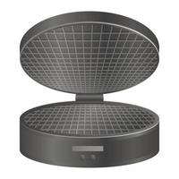 Round waffle maker icon, realistic style vector