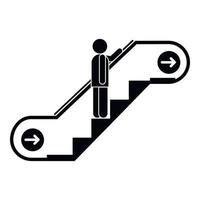 hombre escalera mecánica arriba icono, estilo simple vector