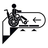 Man wheelchair down escalator icon, simple style vector