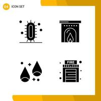 4 Icon Set Solid Style Icon Pack Glyph Symbols isolated on White Backgound for Responsive Website Designing vector