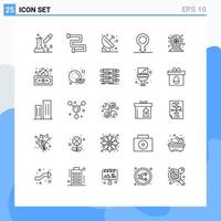 Line Pack of 25 Universal Symbols of fun sex satellite male space Editable Vector Design Elements