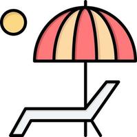 Beach Umbrella Bench Enjoy Summer  Flat Color Icon Vector icon banner Template