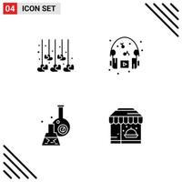 4 Thematic Vector Solid Glyphs and Editable Symbols of decoration lab wedding headphone tube Editable Vector Design Elements