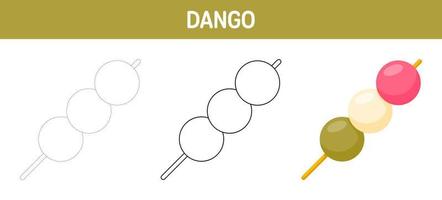 Dango tracing and coloring worksheet for kids vector