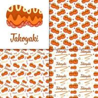 Seamless pattern with Takoyaki, for decoration vector