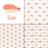 patrones sin fisuras con sushi, para decoración vector