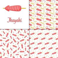 Seamless pattern with Ikayaki, for decoration vector