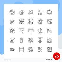 Group of 25 Modern Lines Set for person abilities dumbbell settings hierarchy Editable Vector Design Elements